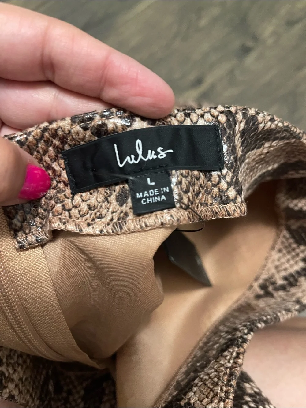 Lulus-Tan Snake Print Mini Skirt